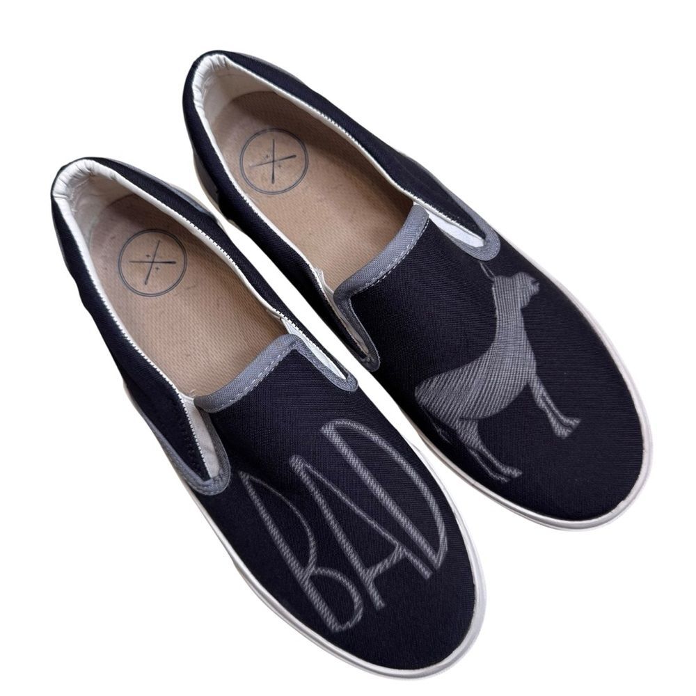 Inkkas Unisex Bad A** Donkey Black Canvas Slip On Casual Sneakers Men's Size 7